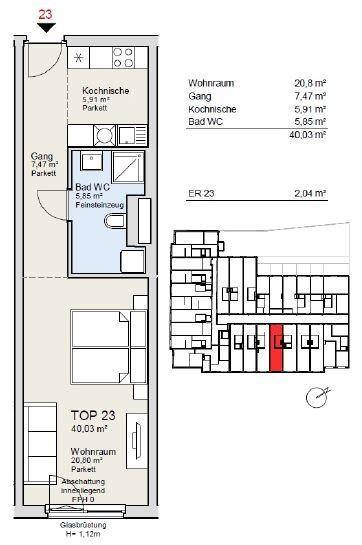 Wohnungsplan Top 23
