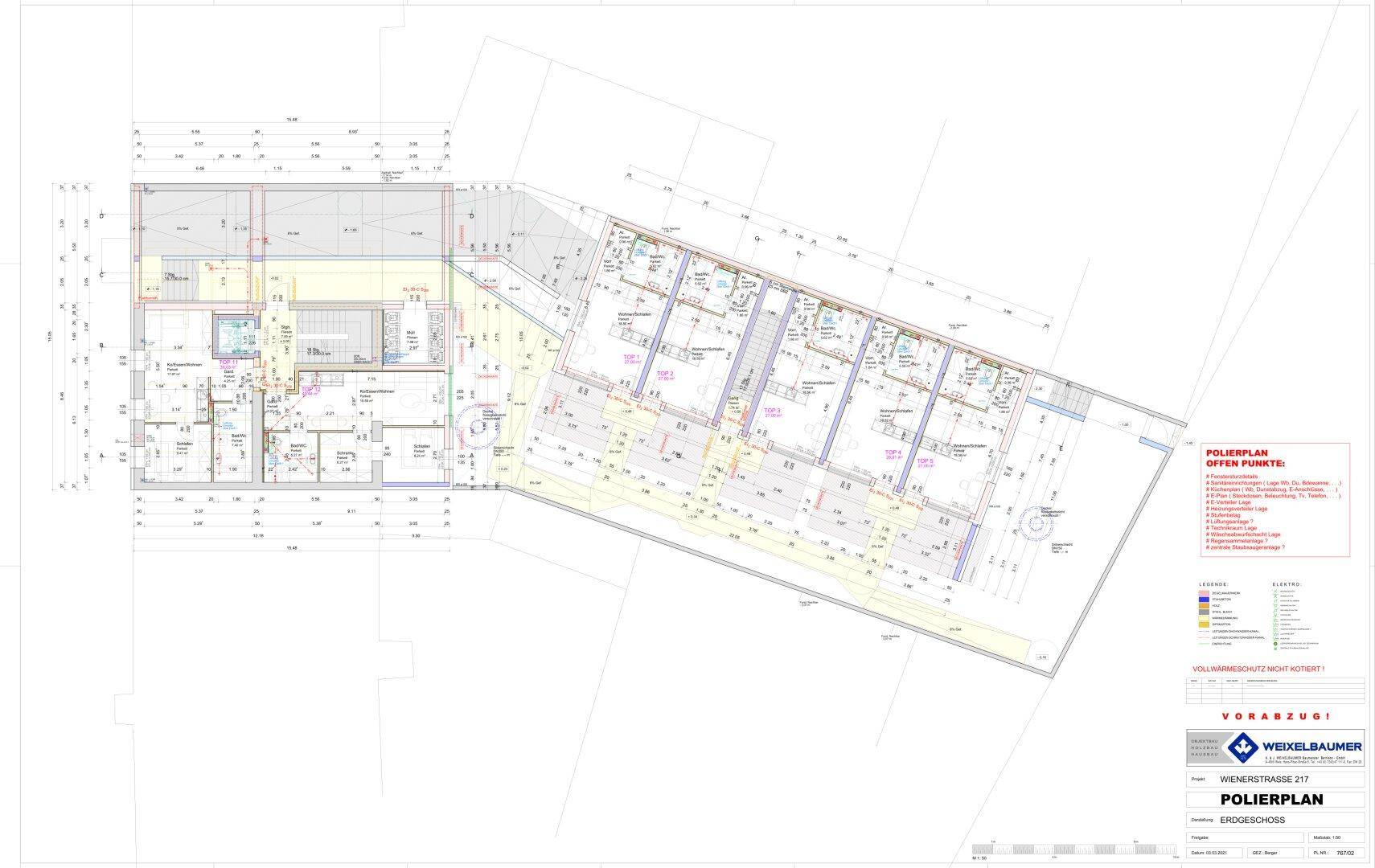 Grundrissplan des Erdgeschosses mit Wohnungen, Terrassen und Zugang zum Gartenbereich.