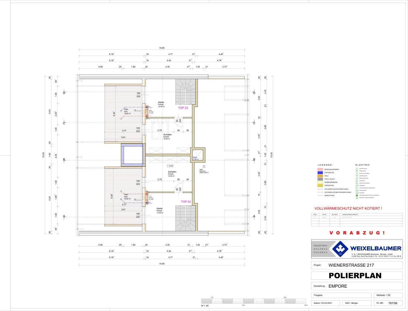 Grundrissplan einer Empore oder Galerie mit zwei Wohneinheiten und offenem Bereich.