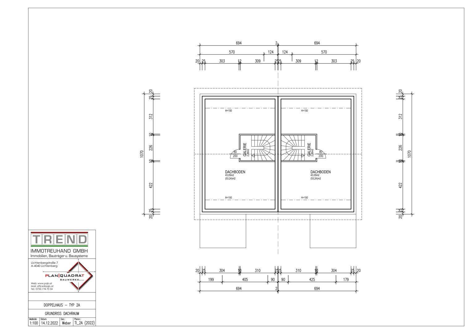 Grundriss des Dachraums mit Treppenaufgang und Galeriebereich, ideal für zusätzlichen Stauraum.