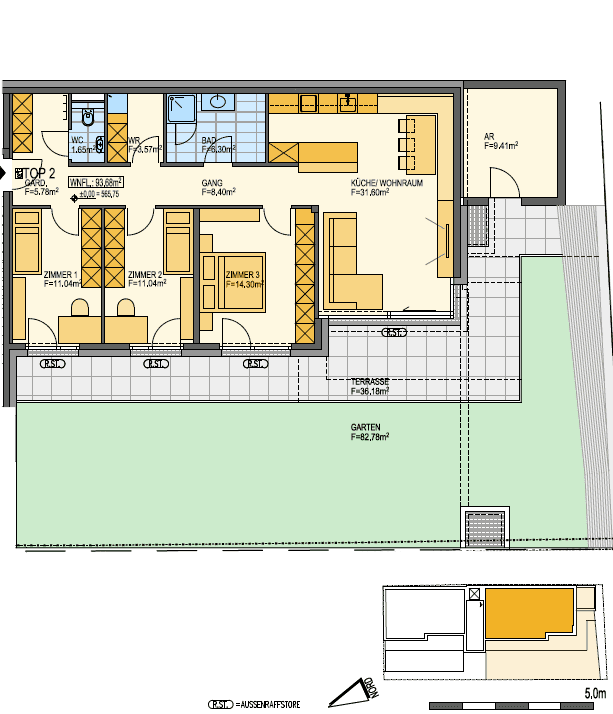 Top 2 - Wohnung im Erdgeschoss - Neubauprojekt Winterstellergasse - Wohnhaus mit nur 6 Wohnungen - Ansicht 3