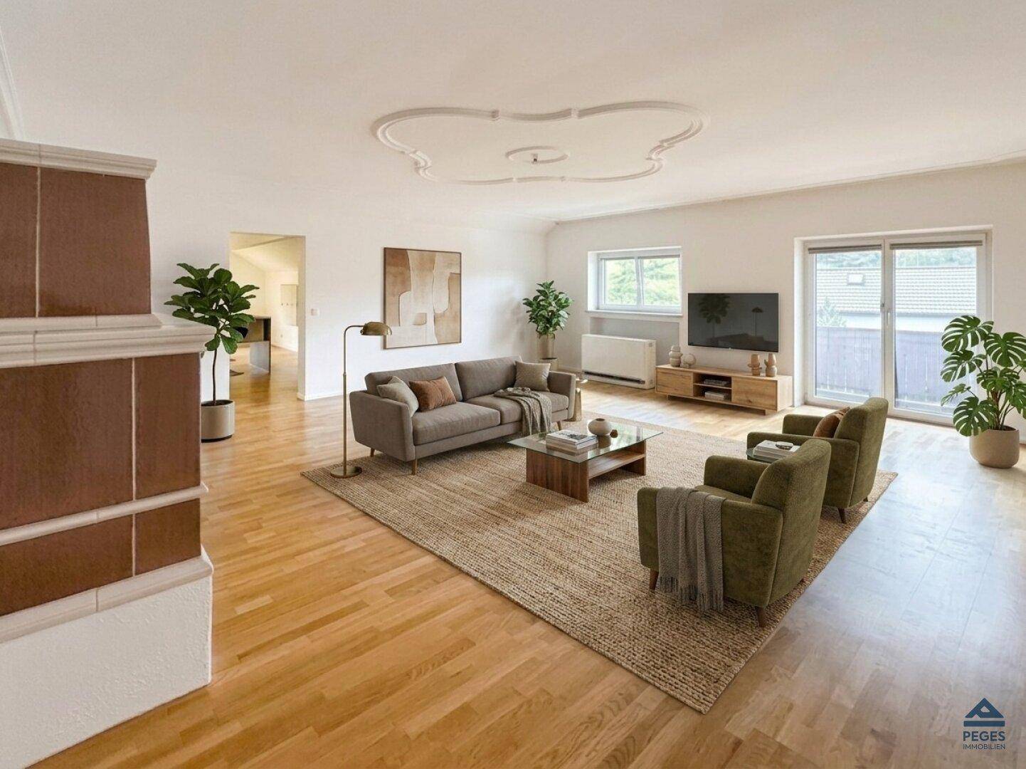 Wohnzimmer - Möbel und Dekoration KI-generiert
