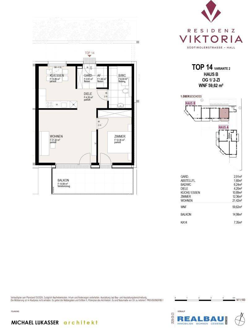 2-Zimmer-Wohnung, Top 14, 1.OG, Hall in Tirol – pohled 2