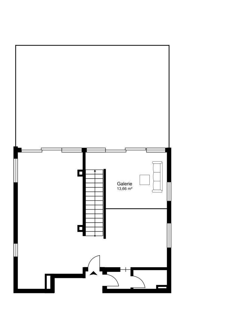 Grundriss des Dachgeschosses mit einer offenen Galeriefläche.