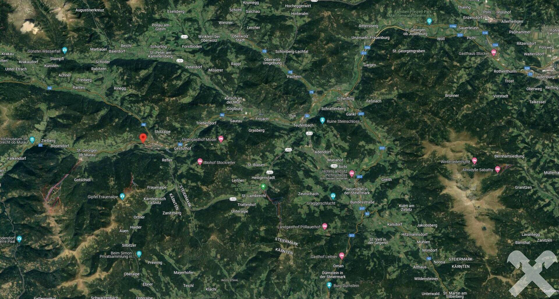 googlemaps-Luftbild Region