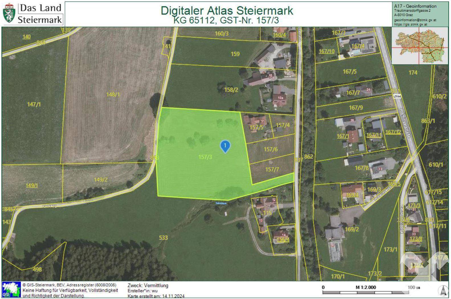 GIS-Luftbild Wiesenfläche