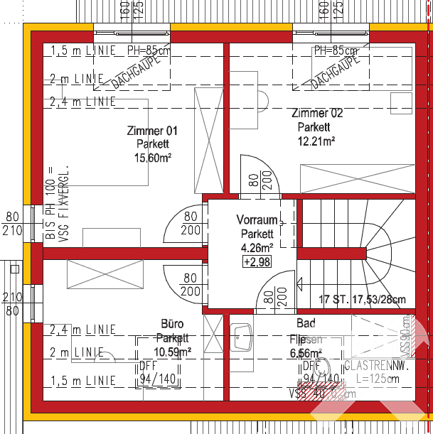 Grundriss Obergeschoss Haus 1