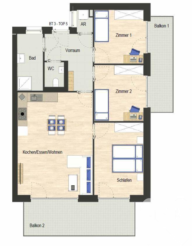 Haus 3, Top 05, 1.OG, Plan