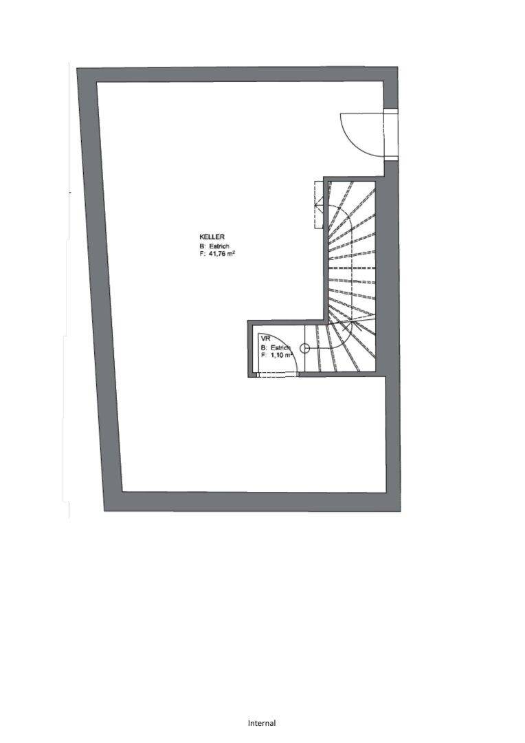 Grundriss des Kellergeschosses mit Abstellraum und Treppenaufgang.