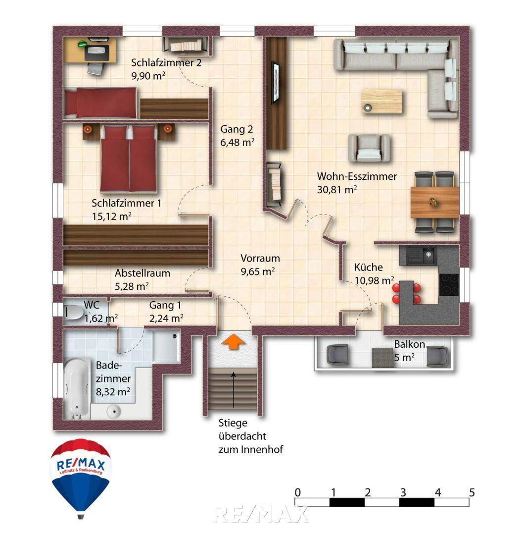 Plan Visualisiert Möbliert Mitterstraße 8073