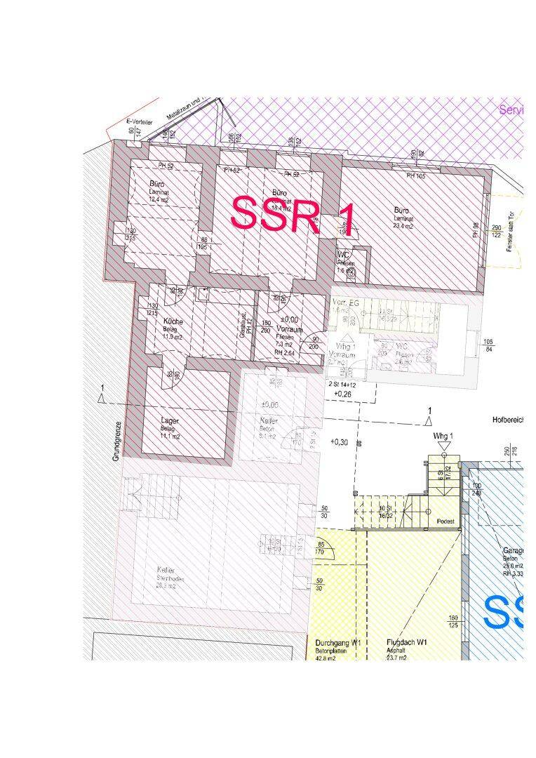 Detaillierter Grundriss der Immobilie mit verschiedenen Räumen und Flächenangaben.