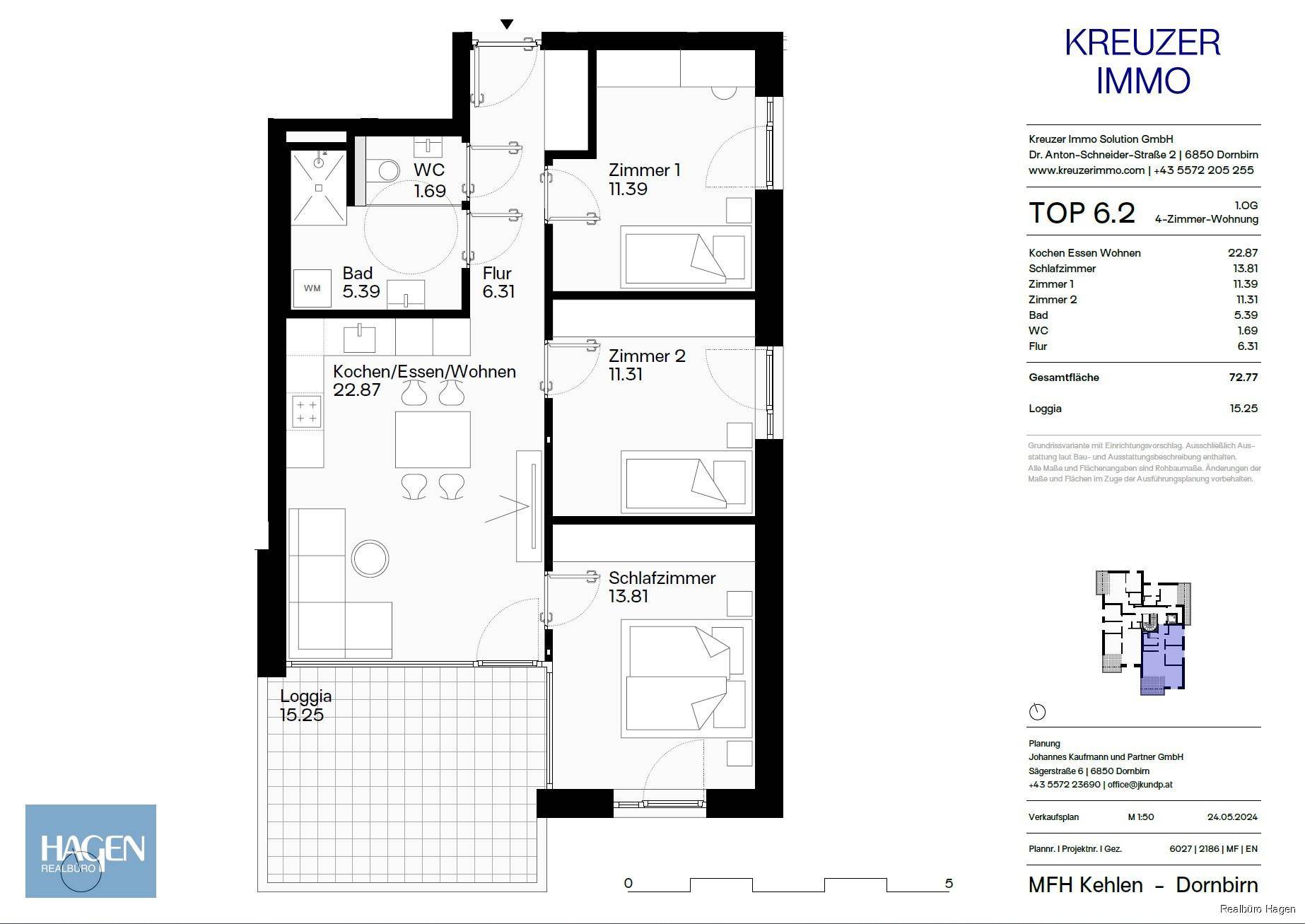 Grundriss OG 1 Top 06 - 4-Zimmer