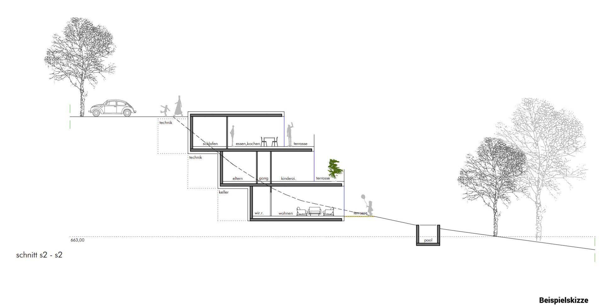 Beispielskizze Mehrfamilienhaus mit einer Nutzfläche von 189m²