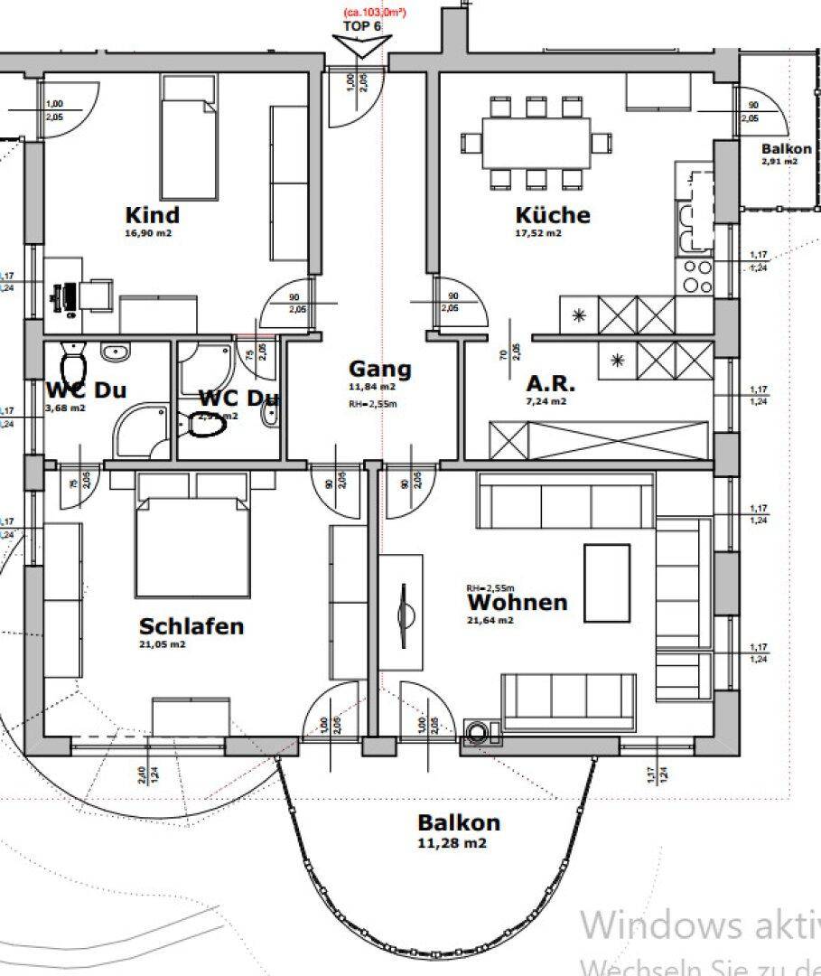 Einteilungsplan Wohnung Top 6 -1. OG