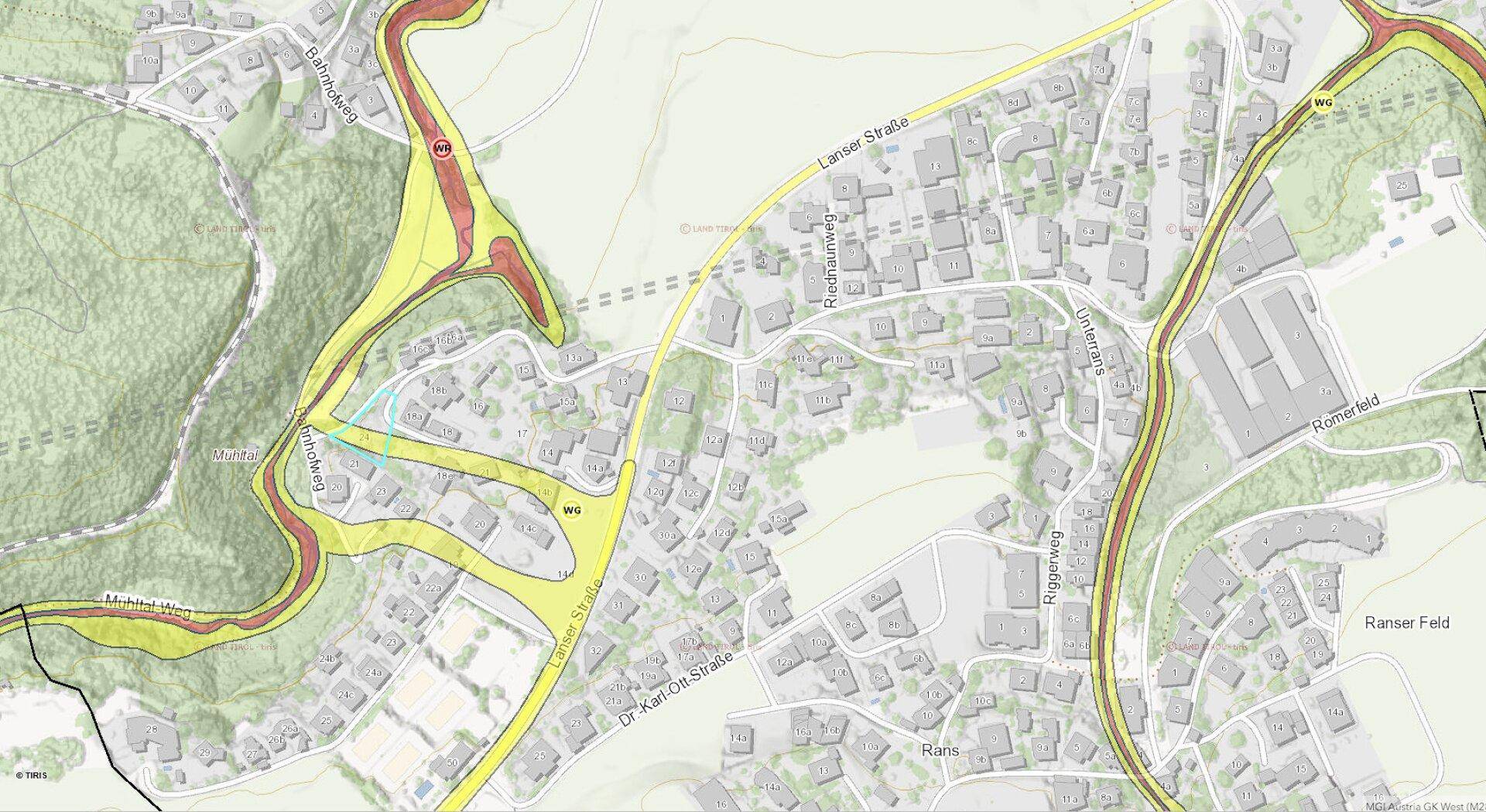 Tiris Gefahrenzonenplan