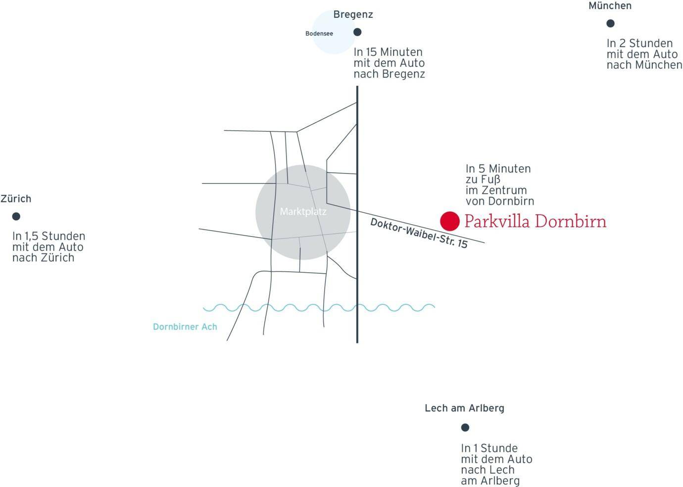 Parkvilla Dornbirn - Ortsplan