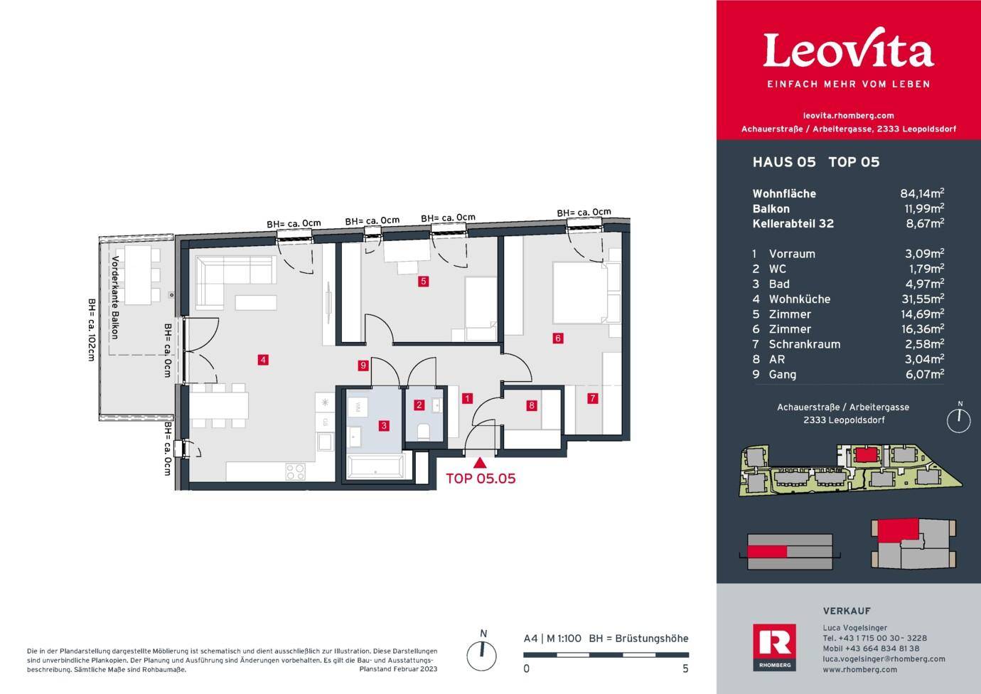 Wohnungsplan Haus 5 Top 5