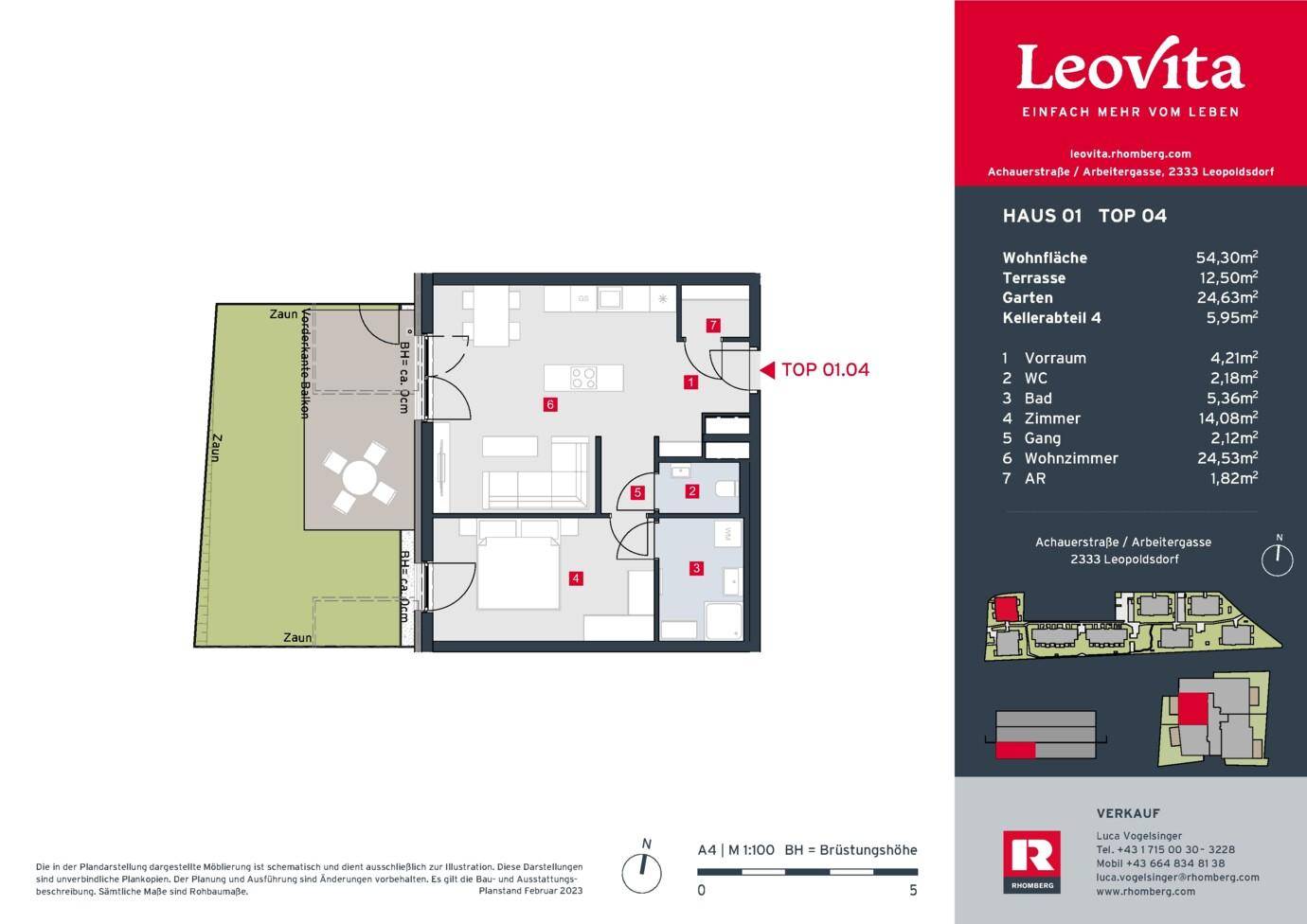 Grundrissplan - Haus 1 Top 4