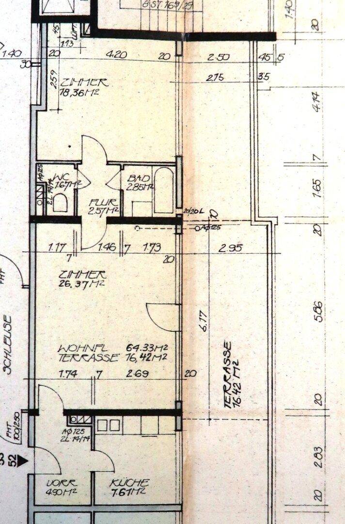 Grundrissplan, Bestandsplan 1974