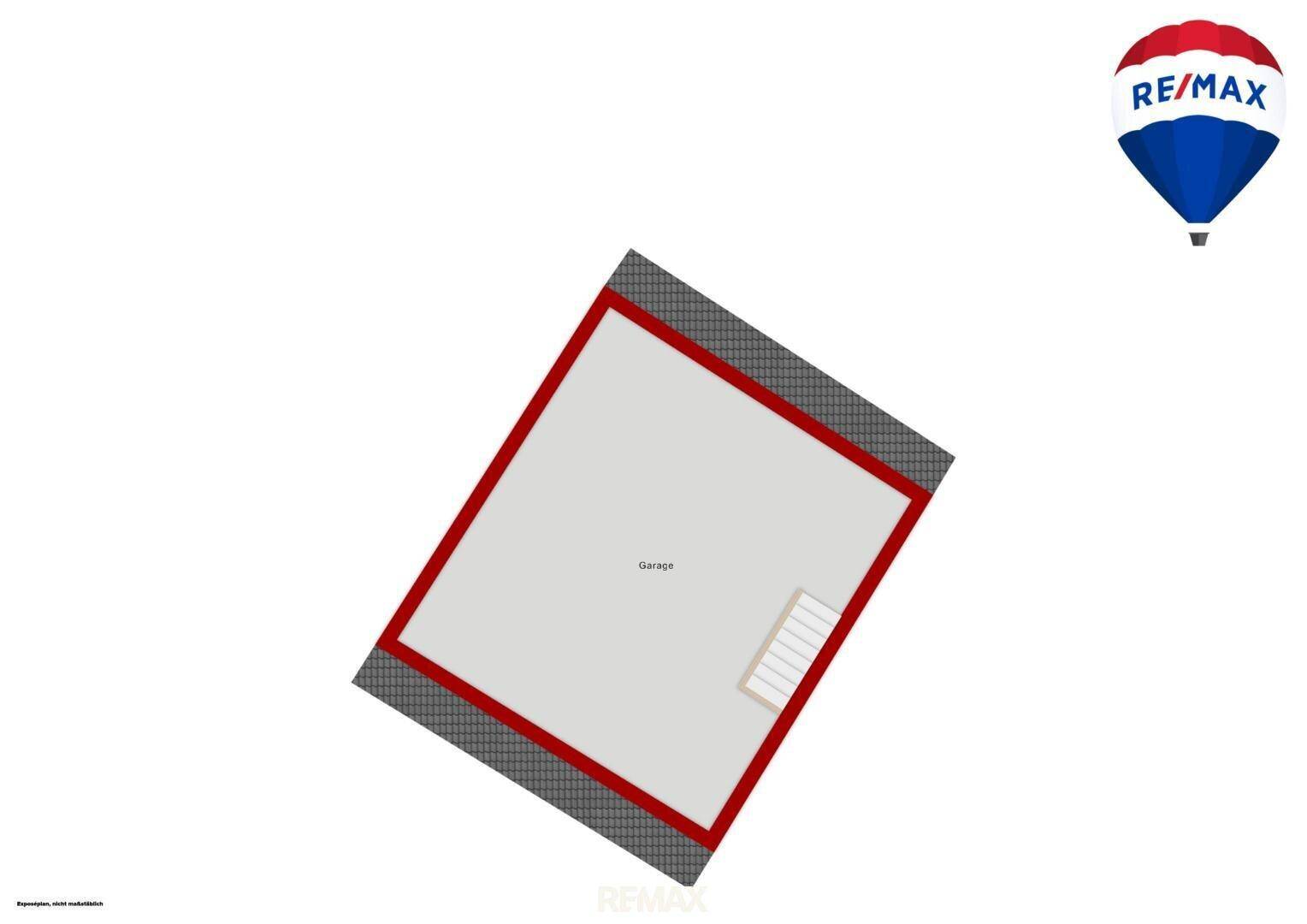 Grundriss der Garage mit ausreichend Platz für Fahrzeuge und Abstellmöglichkeiten.