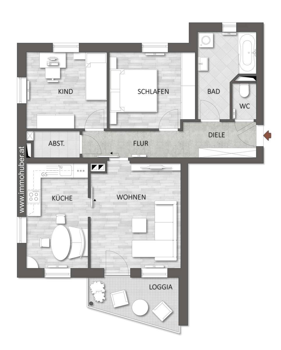 2D-visualisierter Grundriss