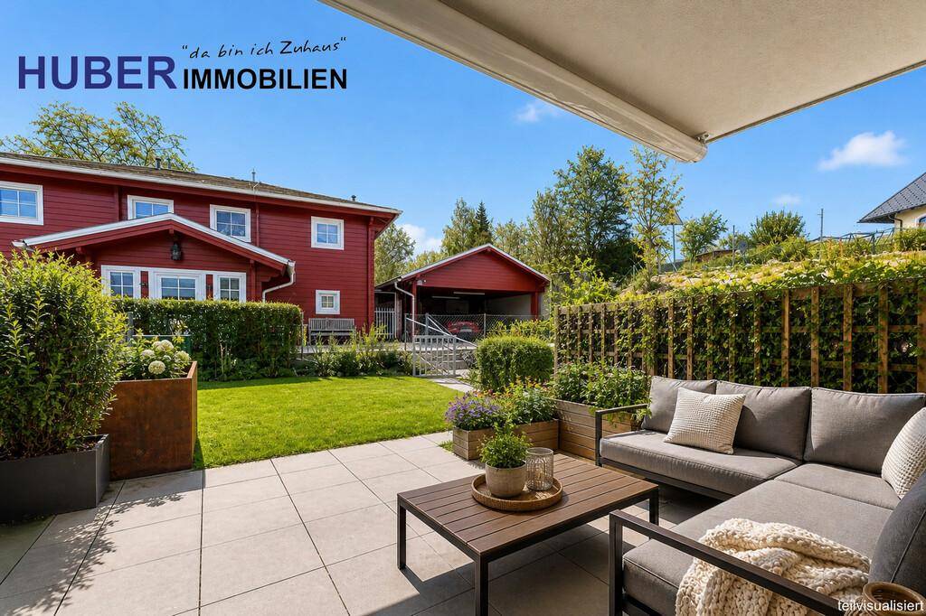 überdachte Terrasse mit Eigengarten