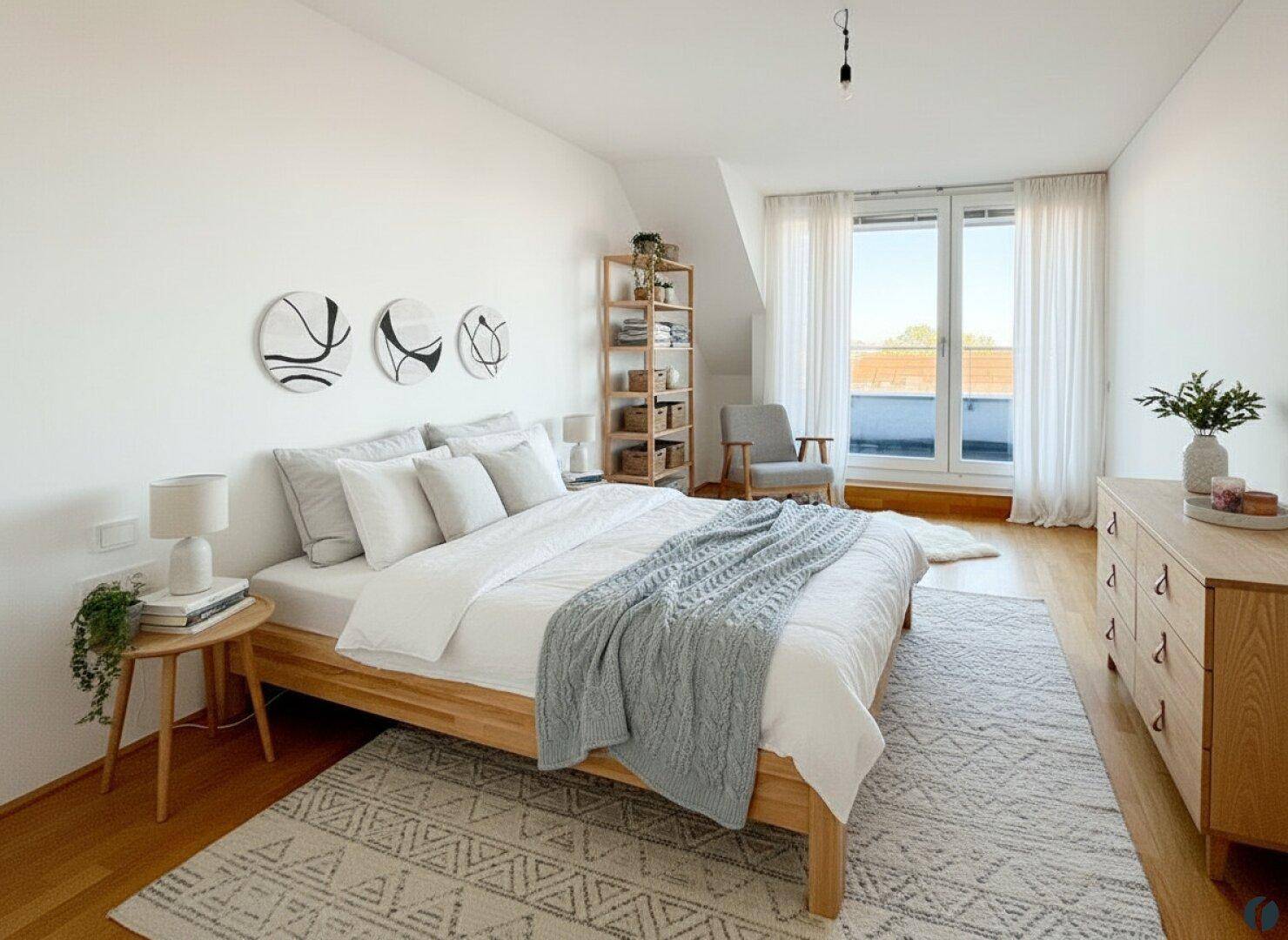 Einrichtungsbeispiel Schlafzimmer (KI generiert)