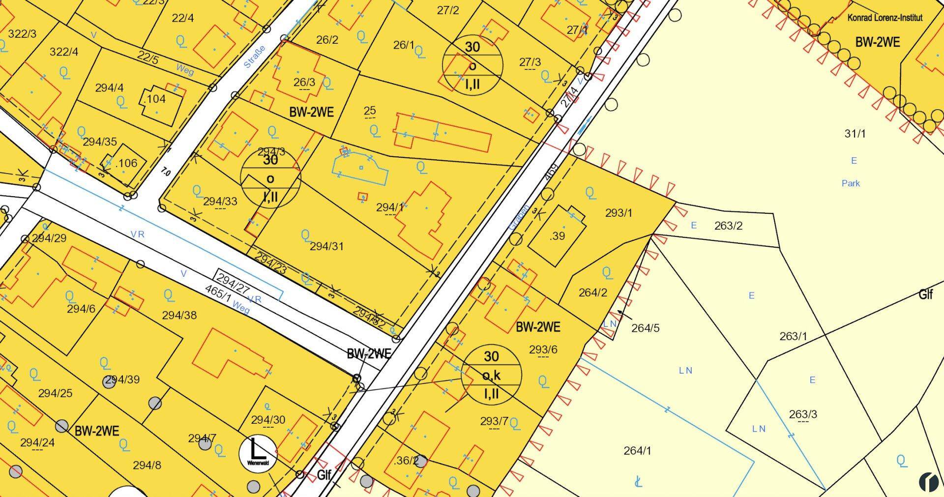 Flächenwidmungsplan (Achtung: hier noch alte Grundstücksnummern)