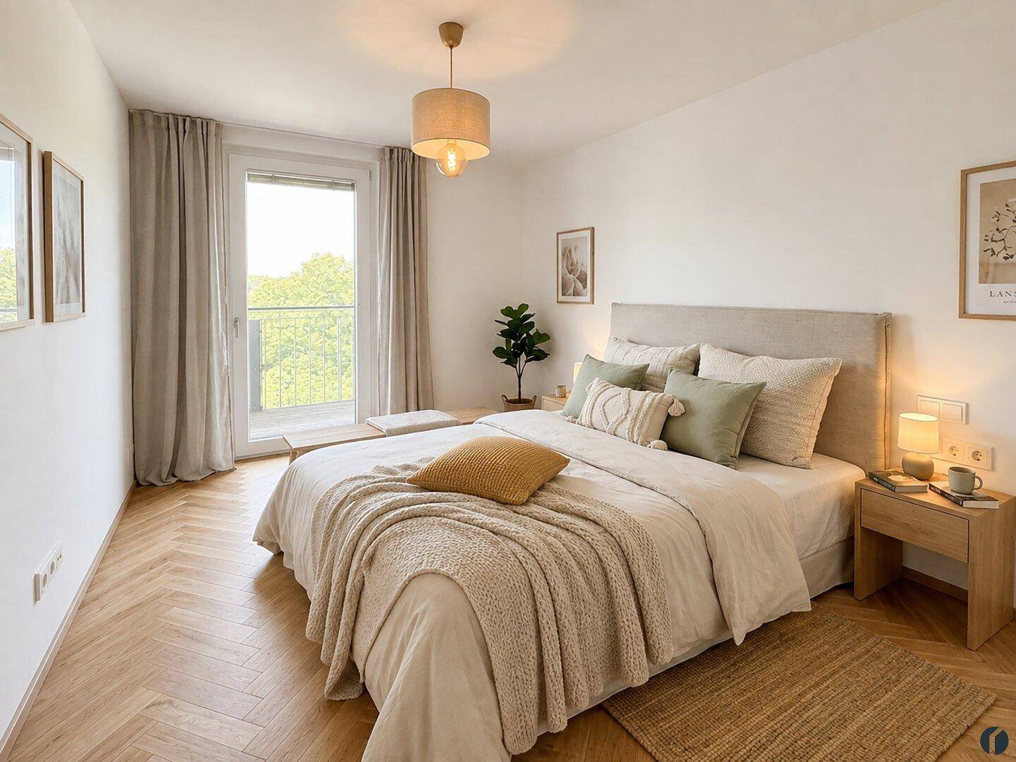 Einrichtungsbeispiel Schlafzimmer 2 (KI-generiert)