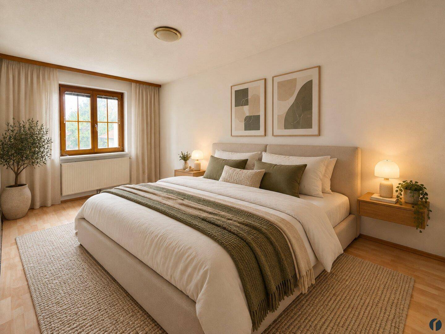 Einrichtungsbeispiel Schlafzimmer (KI-generiert)