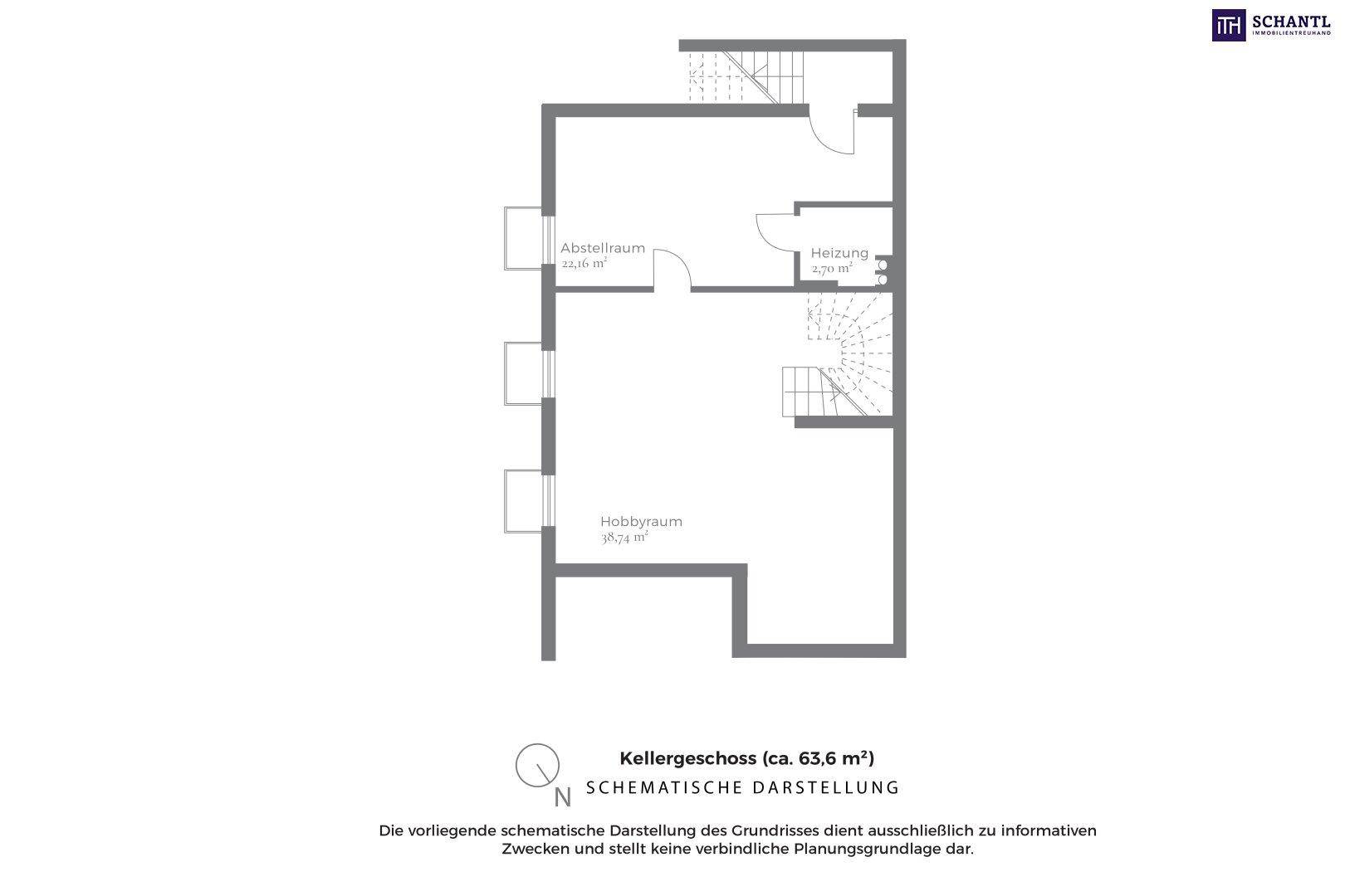 Grundriss Kellergeschoss, Schematische Darstellung
