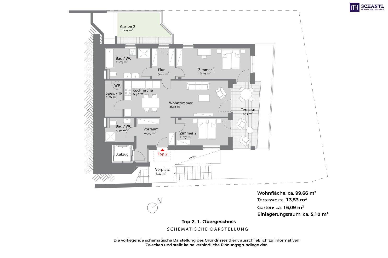 Grundriss Top 2, Schematische Darstellung
