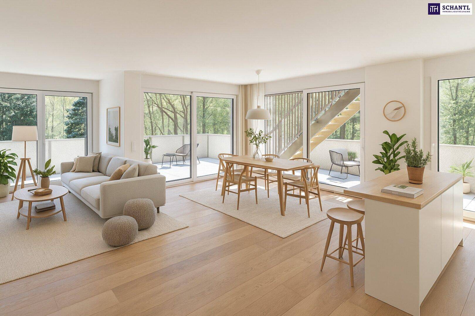 FIRE SALE!! Ein Platz, der mehr kann als wohnen. Wohnen mit WOW-Effekt! Riesiger Balkon und Terrasse + Privater Dachgarten + Grün wohin das Auge reicht + Luftwärmepumpe! - Widok 2