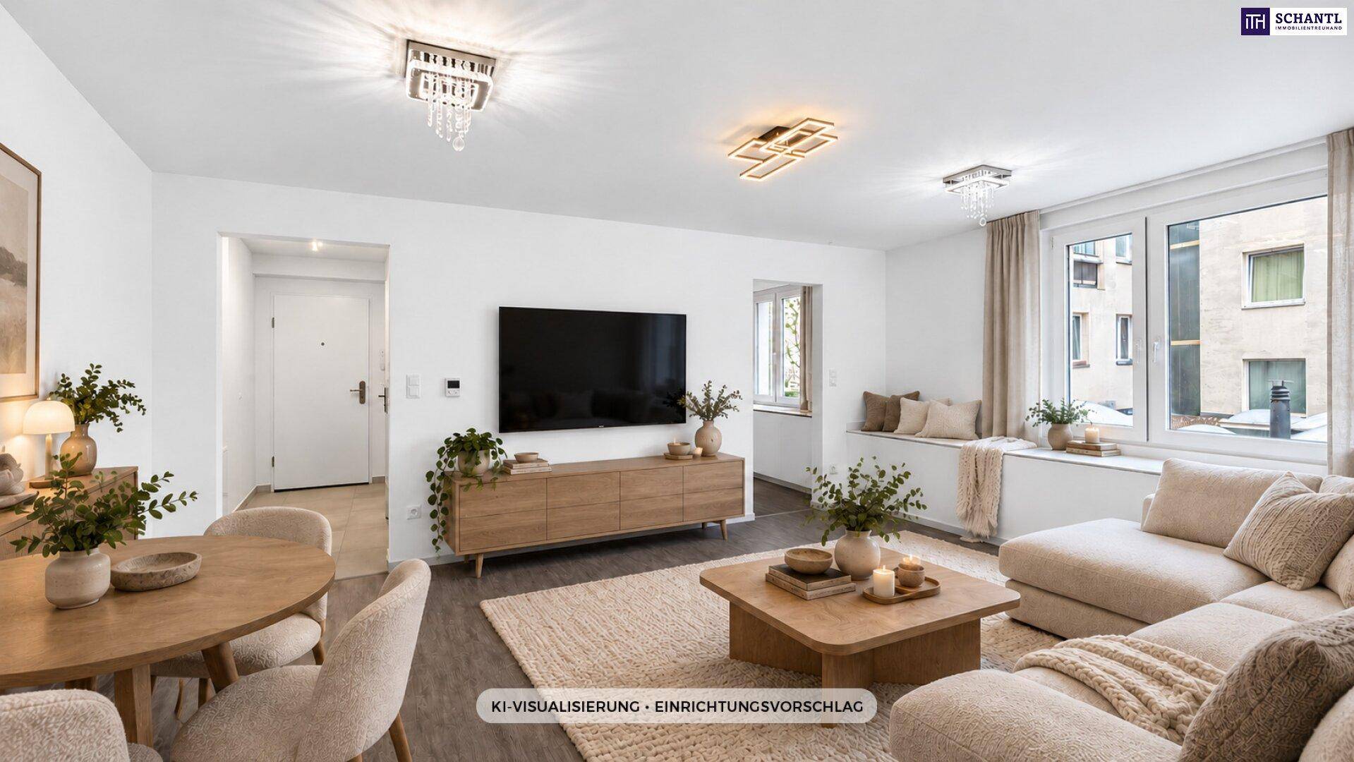 Wohnzimmer, KI-Visualisierung, Einrichtungsvorschlag