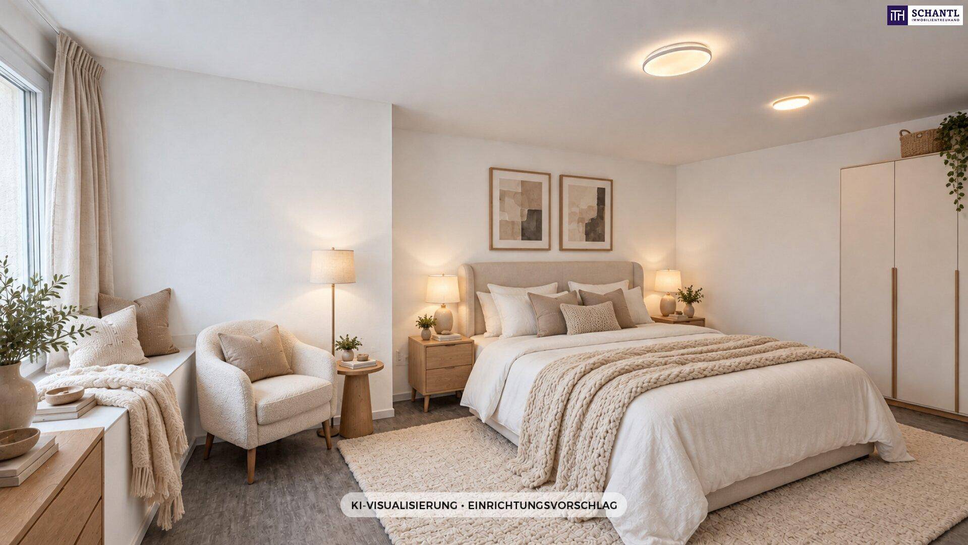 Schlafzimmer, KI-Visualisierung, Einrichtungsvorschlag