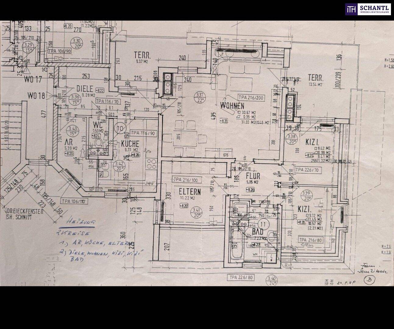 Detaillierter Grundrissplan des Apartments mit Raumaufteilung und Maßen.