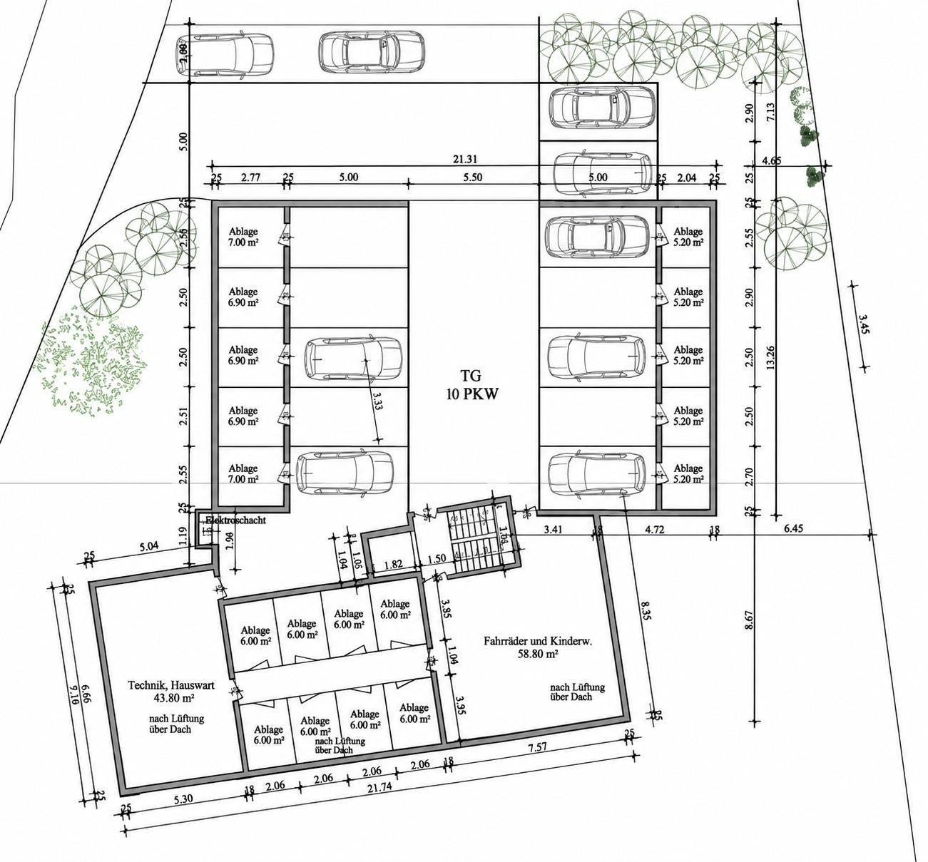 Grundriss Tiefgarage | ohne Maßstab