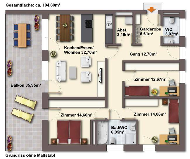 Grundriss ohne Maßstab