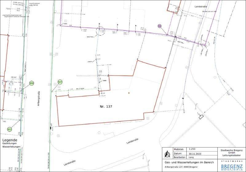 Lageplan Gas Wasser