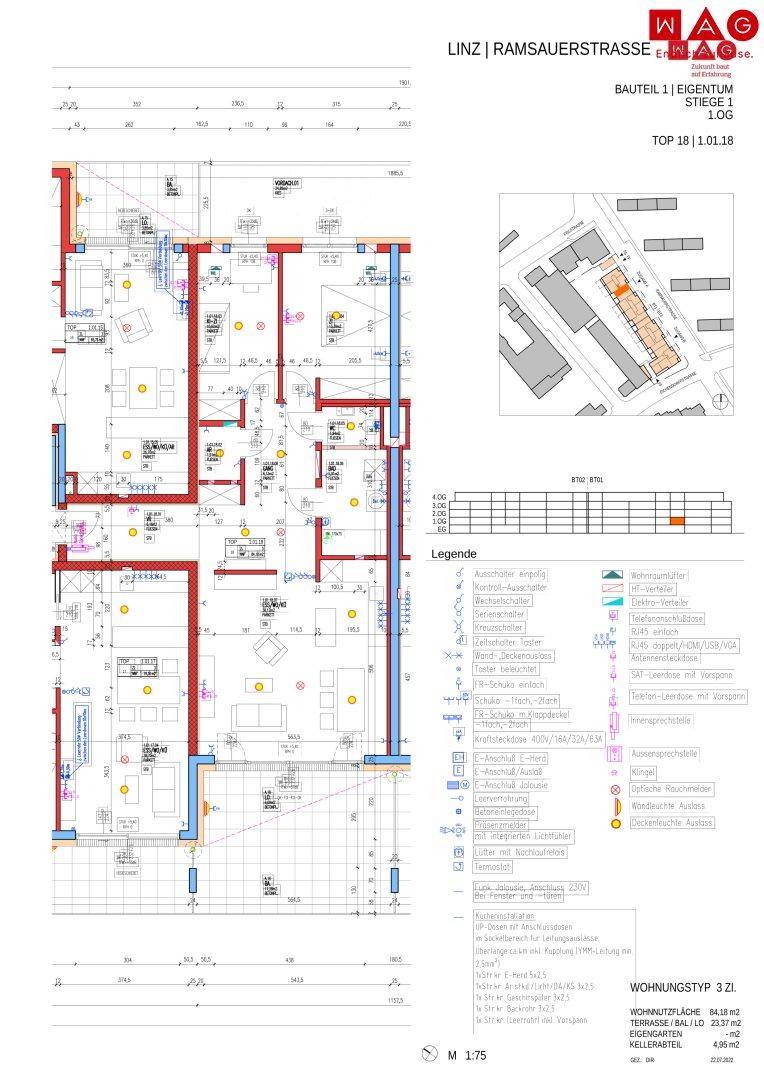 Wohnungsplan mit Maßen