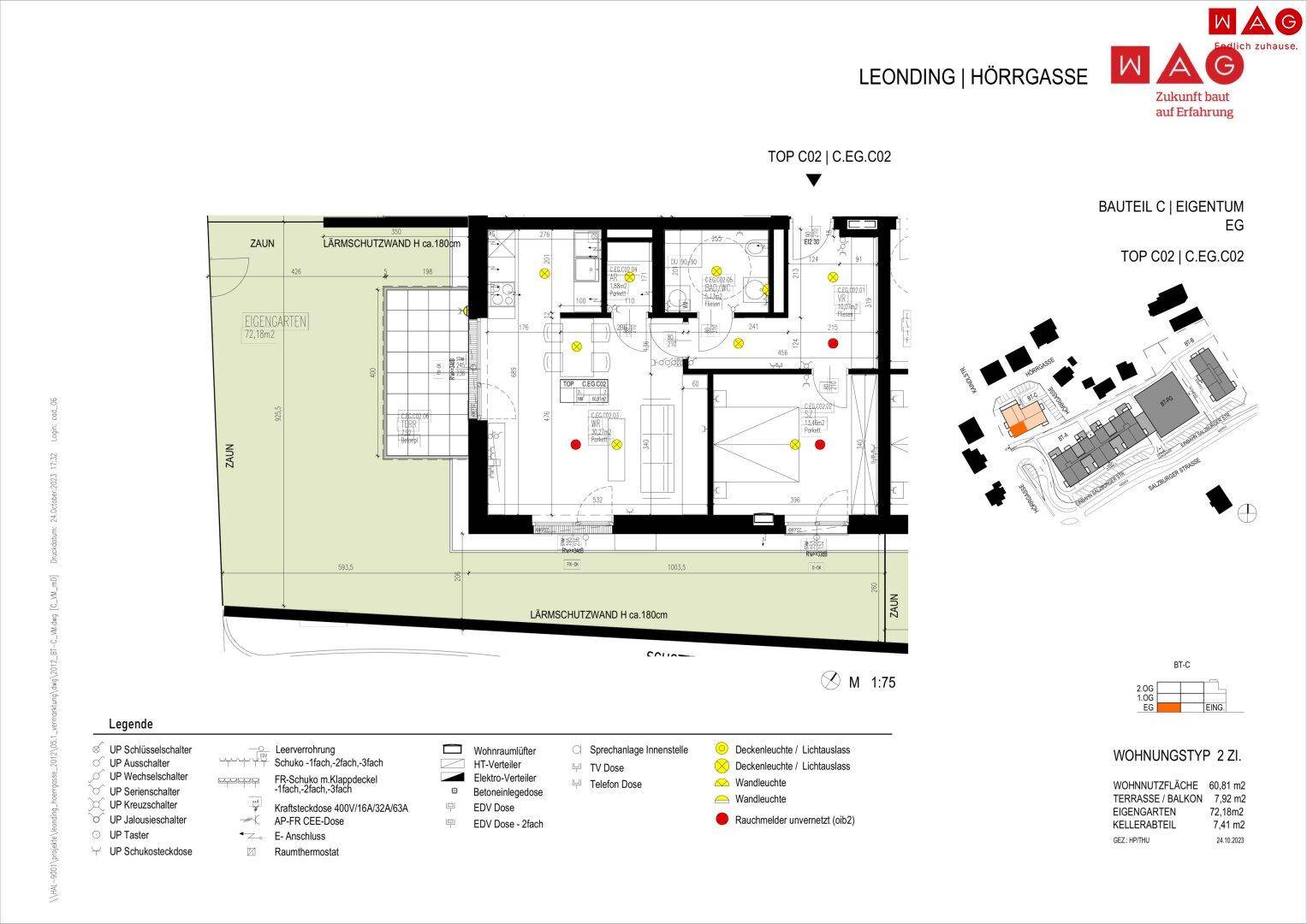 Wohnungsplan mit Maßen