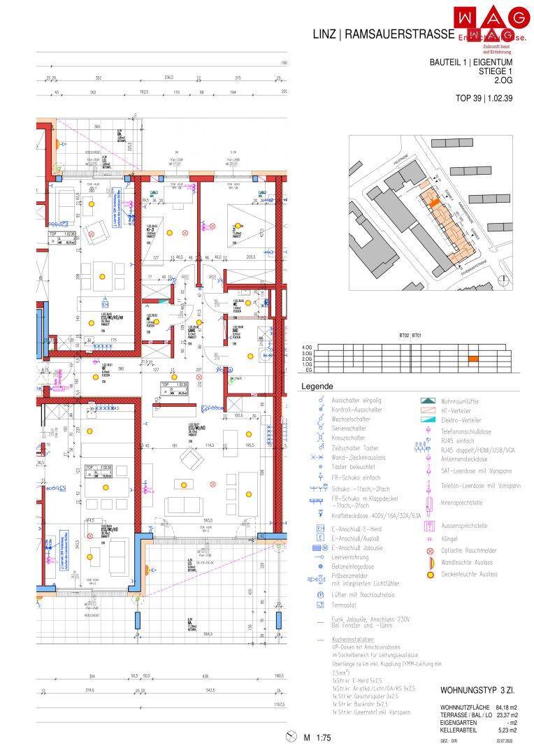 Wohnungsplan mit Maßen