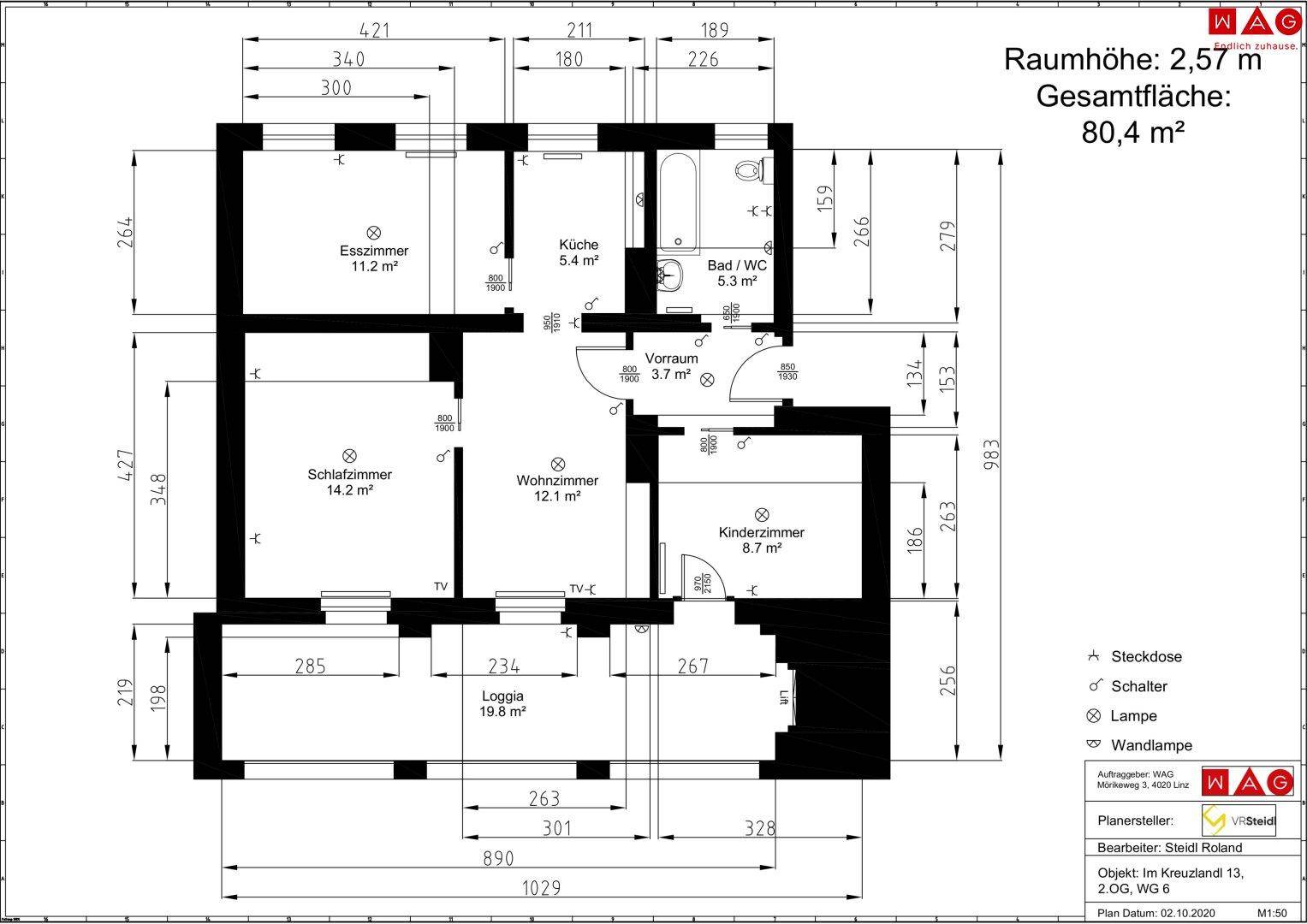 Wohnungsplan Im Kreuzlandl 13, 02.OG, Tür 006r