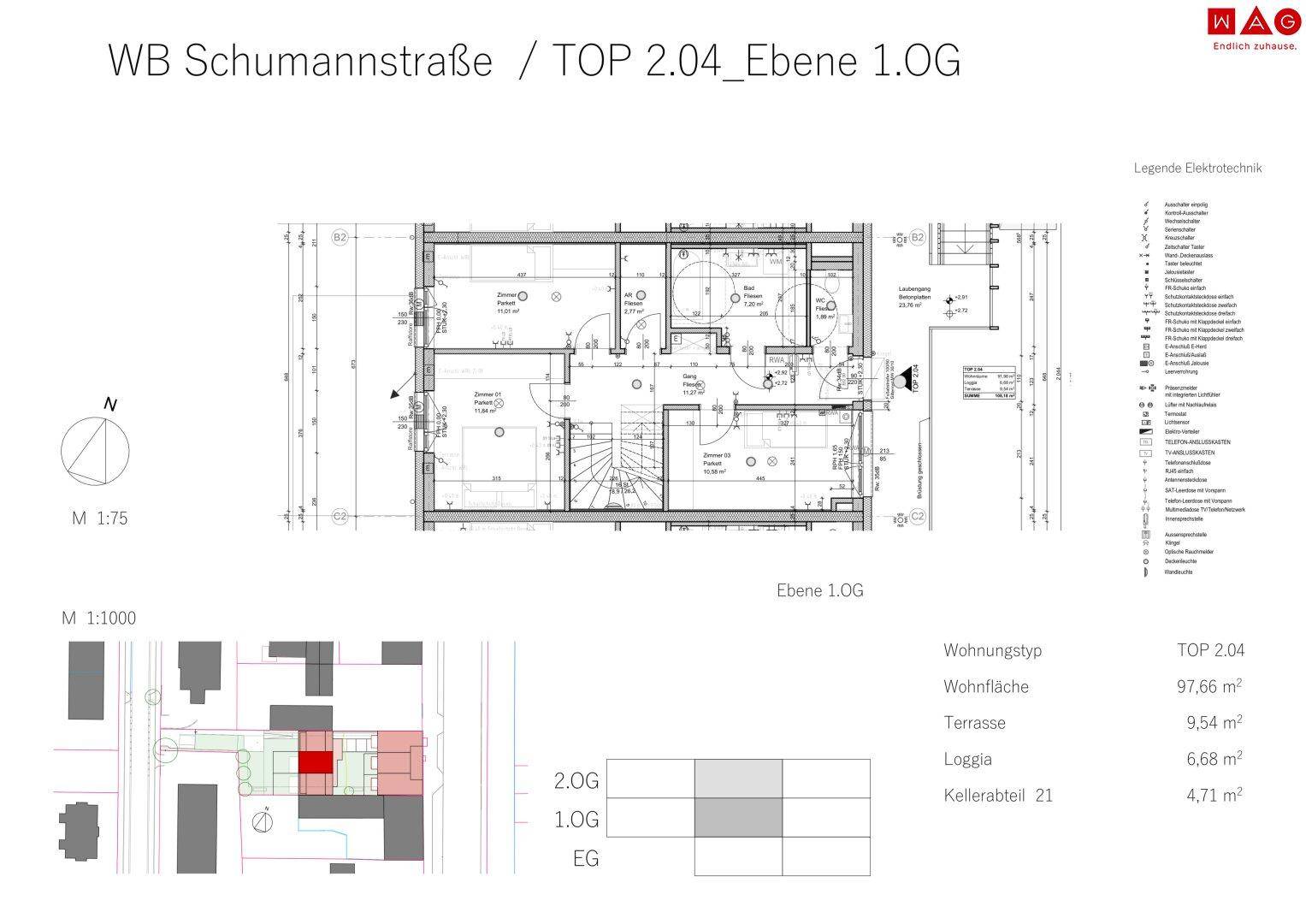 Wohnungsplan mit Maßen