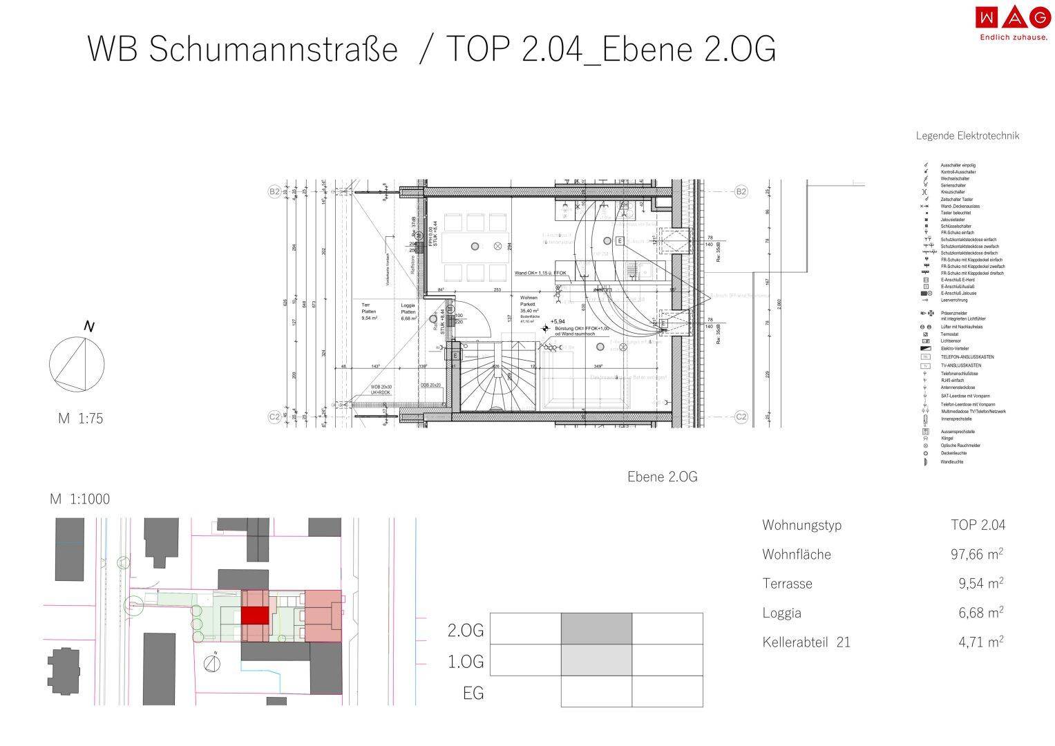 Wohnungsplan mit Maßen