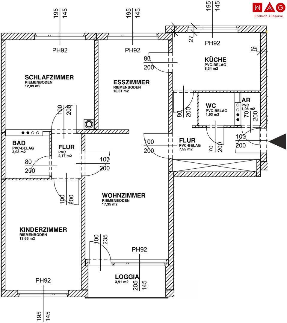 Wohnungsplan Zibermayrstraße 25, 02.OG, Tür 009r