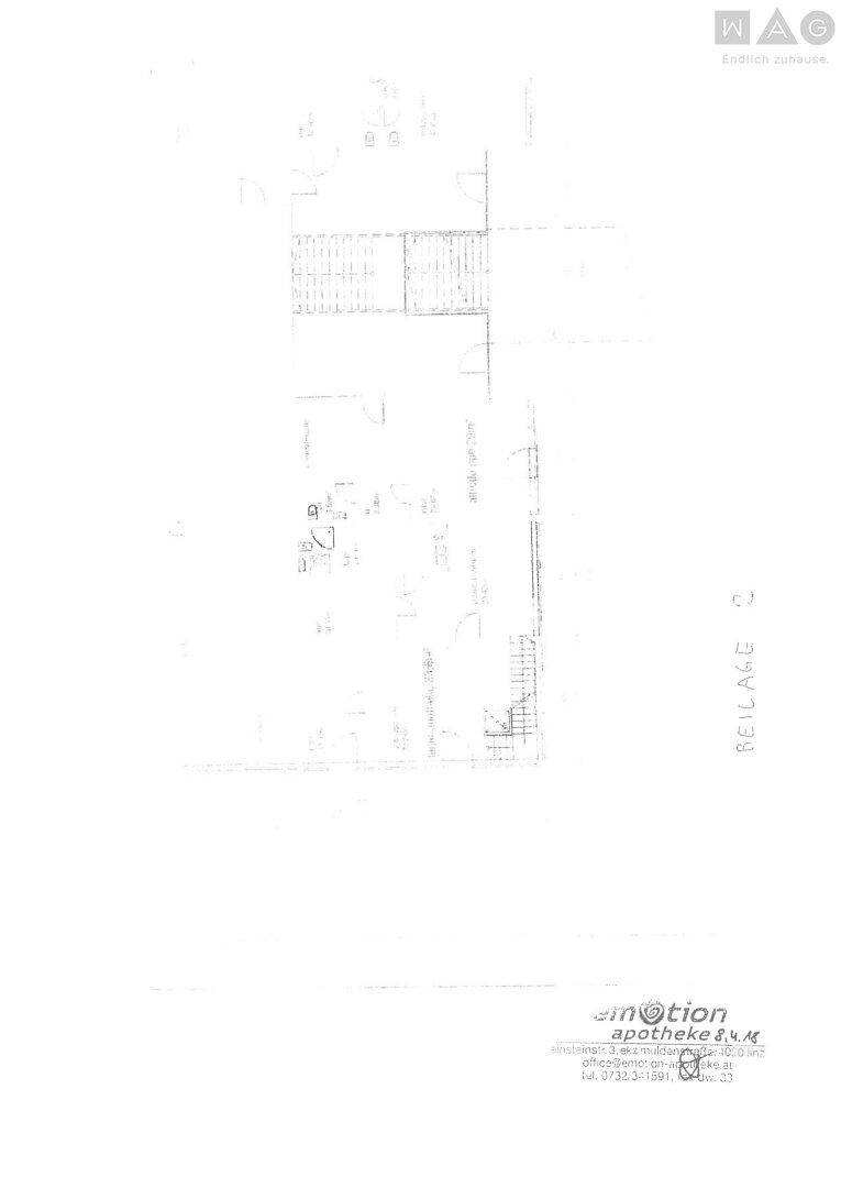 Übersichtlicher Grundriss der Apotheke mit angrenzenden Bereichen und Gesamtfläche.