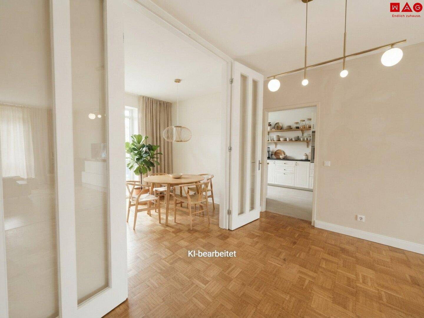 Wohnzimmerblick zum Esszimmer KI