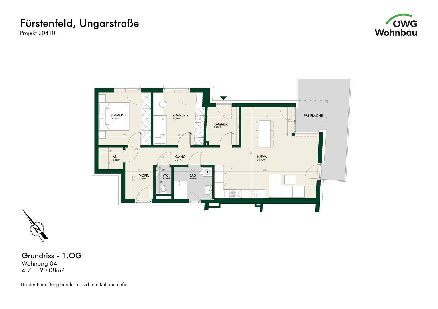 PROVISIONSFREI - Moderne 4-Zimmer-Wohnung mit großem Balkon - Eigentum - 4 Zimmer - Widok 5