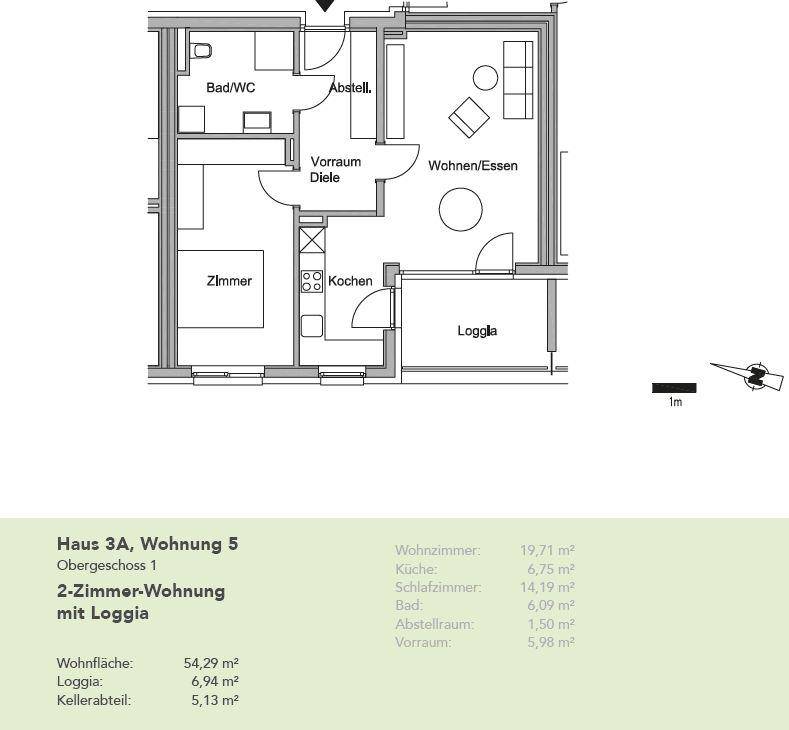 Helle 2‑Zimmer‑Wohnung mit Loggia &amp; Grünblick – Ruhiges Wohnen in Kalsdorf bei Graz - geförderte Miete - 2 Zimmer – pohled 3